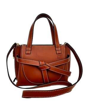 Loewe Mini Gate Tote in Brown Leather