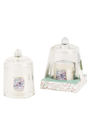 Heart & Home Winter Berry Frost Candle and Glass Cloche Gift Set