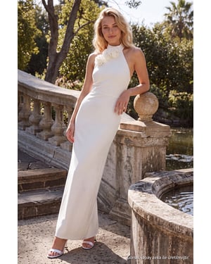 TRENDYOLMİLLA Dames Wit Effen Maxi Mouwloos Diploma-uitreiking / Gala Recht Avond & Gala Jurk