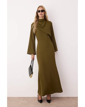 Trendyol Modest Dames Kaki Effen Maxi Lang Casual A-lijn Modest Avond Jurken