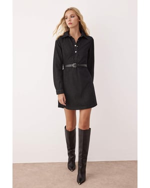 TRENDYOLMİLLA Dames Zwart Effen Extra Kort / Super Mini Lang Casual A-lijn Jurken