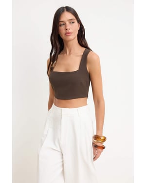 TRENDYOLMİLLA Dames Bruin Effen Mouwloos Getailleerd Blouses