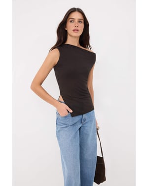 TRENDYOLMİLLA Dames Bruin Effen Mouwloos Getailleerd Blouses
