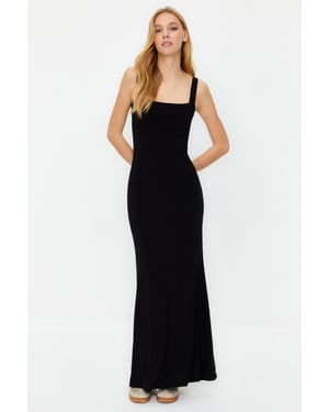 TRENDYOLMİLLA Dames Zwart Effen Maxi Mouwloos Casual A-lijn Jurken