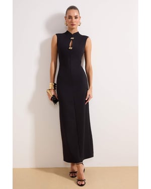 TRENDYOLMİLLA Dam Svart Enfärgad Maxi Ärmlös Elegant/Kväll Rak Kväll & Bal Klänning