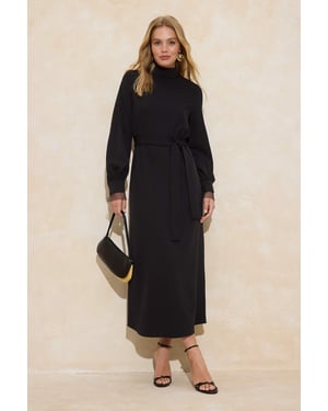 Trendyol Modest Dames Zwart Effen Maxi Lang Casual A-lijn Modest Jurken