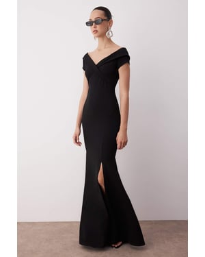 TRENDYOLMİLLA Dames Zwart Effen Maxi Kort Stijlvol/Avond Zeemeermin Avond & Gala Jurk