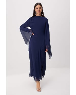 Trendyol Modest Dames Donkerblauw Effen Maxi Lang Stijlvol/Avond Recht Modest Jurken