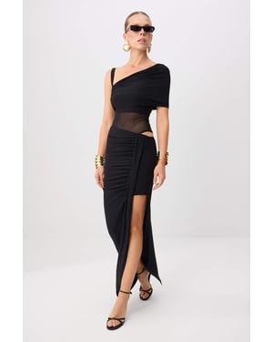 TRENDYOLMİLLA Dames Zwart Effen Maxi Mouwloos Recht Avond & Gala Jurk