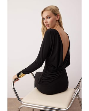 TRENDYOLMİLLA Dames Zwart Effen Maxi Lang Stijlvol/Avond Zeemeermin Jurken