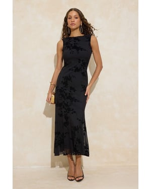 TRENDYOLMİLLA Dames Zwart Bloemen Maxi Mouwloos Stijlvol/Avond Zeemeermin Jurken