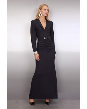 TRENDYOLMİLLA Dames Zwart Effen Maxi Lang Diploma-uitreiking / Gala Zeemeermin Avond & Gala Jurk