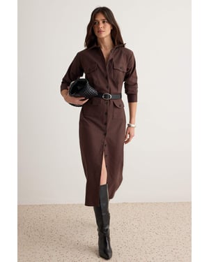 TRENDYOLMİLLA Dames Effen Midi Lang Bodycon Jurken