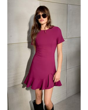 TRENDYOLMİLLA Dames Paars Effen Kort / Mini Kort Skater Jurken
