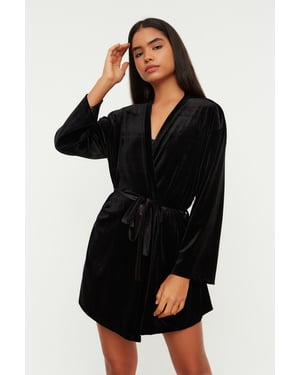 TRENDYOLMİLLA Dames Zwart Effen Ochtendjassen