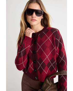 TRENDYOLMİLLA Dames Paars Geruit Driekwart mouw Regular fit Vesten