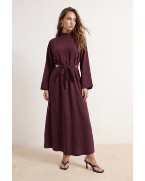 TRENDYOLMİLLA Dames Bordeaux Effen Maxi Lang A-lijn Modest Jurken