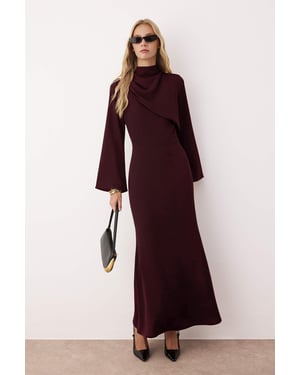 Trendyol Modest Dames Bordeaux Effen Maxi Lang Casual A-lijn Modest Avond Jurken