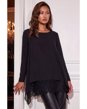 Lace Hem Overlay Tunic Top