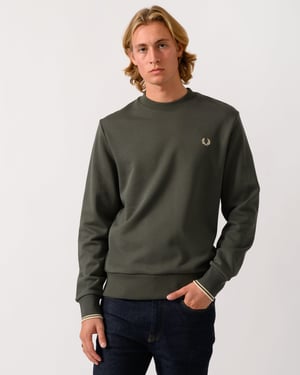 Regular Fit Long Sleeve Sweatshirt in Olive