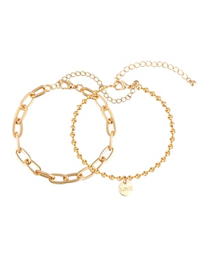 Gold Plated 2 Pack Statement Bracelets