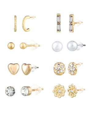 Set of 8 Gold Plated Earrings