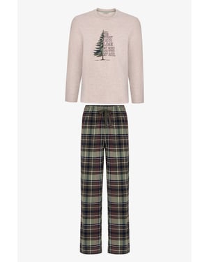 Men's Pine Forest Plaid Long Sleeve Pajama Set