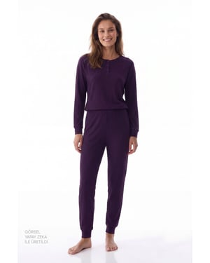 Midnight Mood Ribbed Long Sleeve Pajama Set