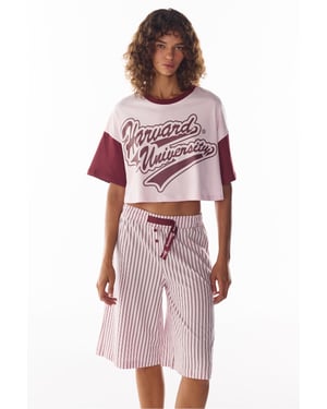 Harvard Graffiti Pattern Short Sleeve Shorts Pajama Set