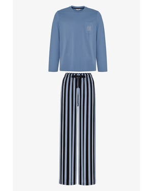Men's Steel Striped Long Sleeve Pajama Set