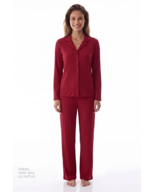 Lana Ribbed Long Sleeve Shirt Trousers Pyjama Set