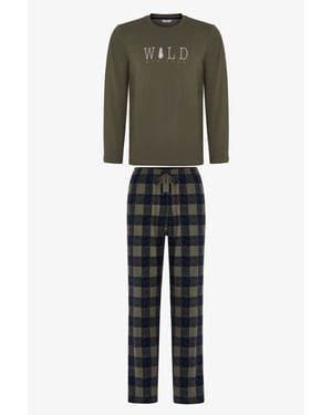 Men's Wild Attitude Plaid Long Sleeve Pajama Set
