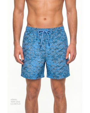 Men's Belted Deep Zebra Camouflage Print Swim Shorts