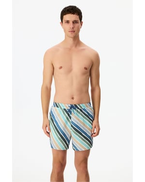 Men's Cros Line Striped Swim Shorts