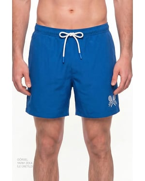 Men's Tennis Club Slogan Pattern Swim Shorts
