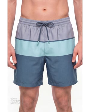 Men's Mindful Colour Block Striped Swim Shorts