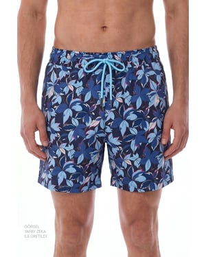Men's Surf View Leaf Print Swim Shorts
