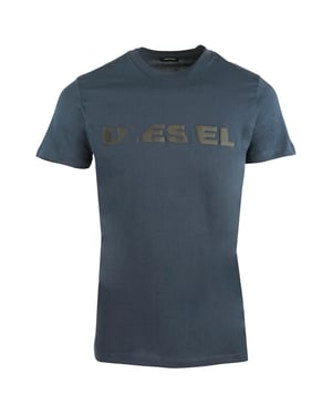 Diesel T-Diego-Brok Ripped Logo Navy T-Shirt