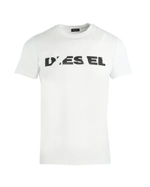 Diesel T-Diego-Brok Ripped Logo White T-Shirt