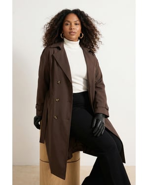 Trendyol Curve Dames Bruin Effen Oversized Grote maten Trenchcoats