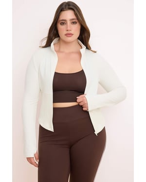 Trendyol Curve Dam Ecru Enfärgad Lång Figursydd Plus size Kavajer