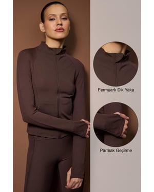 TRENDYOLMİLLA Dam Brun Enfärgad Figursydd Sport Kavajer