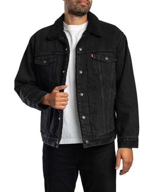 Levi's Relaxte Sherpa-Jas, Zwart