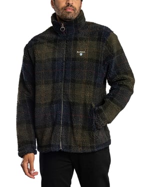 Barbour Fleecejack Met Schotse Ruit, Bruin