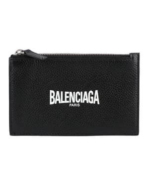 Balenciaga Läder Logotyp Dragkedja Kortfodral Svart