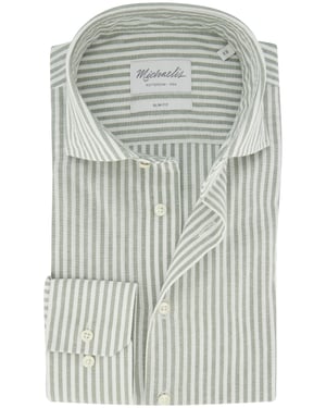 Michaelis overhemd groen gestreept slim fit