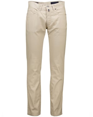 Pierre Cardin Pantalon 5-p beige effen Lyon Tapered fit