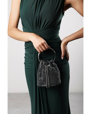 Where's That From Womens Melixa Embellished Diamante Bucket Bag With Bracelet Ring Handle