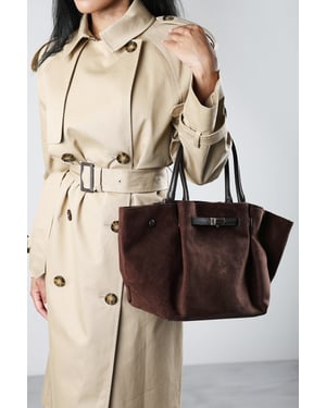 Where's That From Womens 'Dove' Suede Handheld Tote Bag