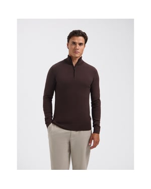 Saint Steve Cas 19480 burned coffee half zip trui